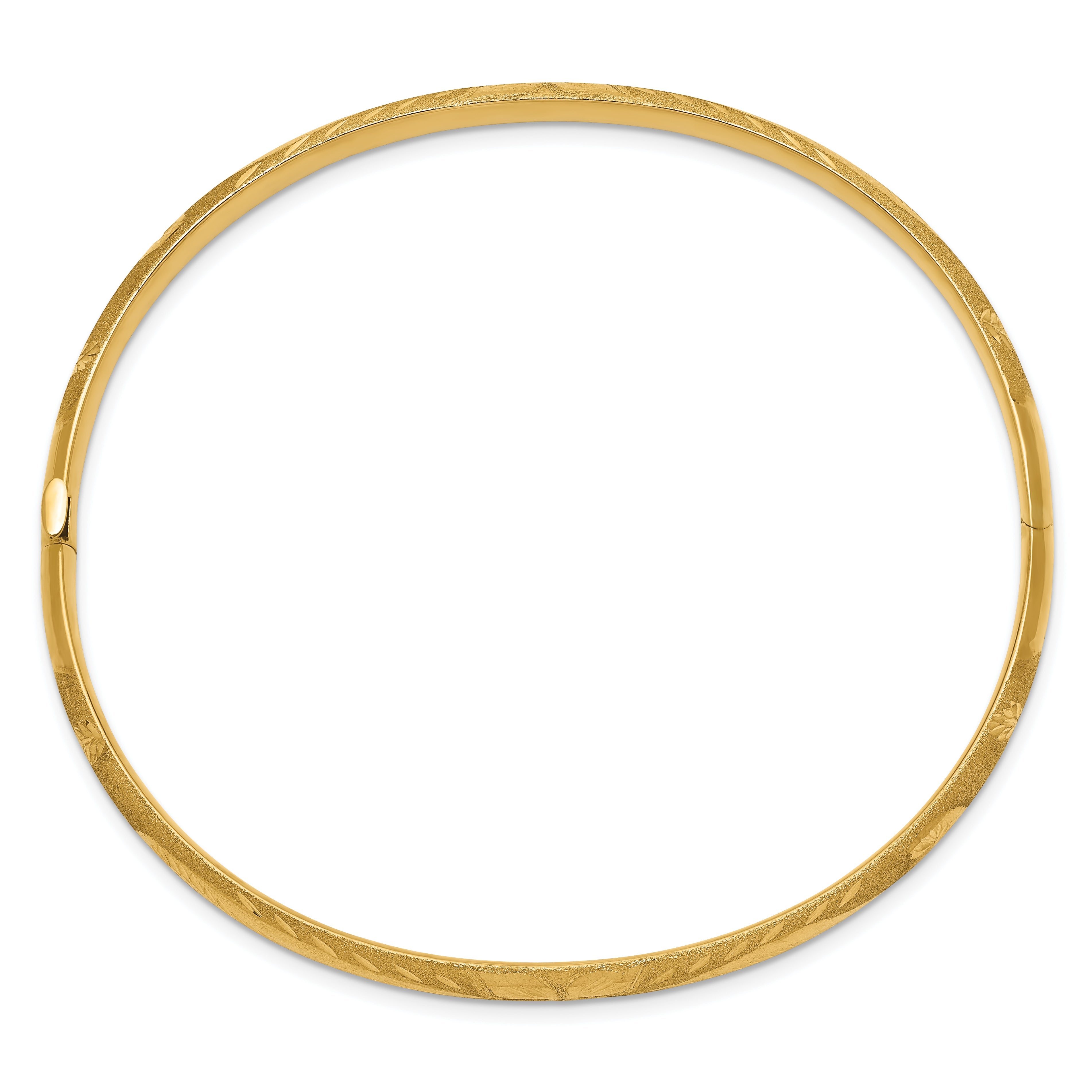 10K Yellow Gold 3/16 Florentine Engraved Hinged Bangle Bracelet