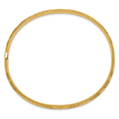 10K Yellow Gold 3/16 Florentine Engraved Hinged Bangle Bracelet