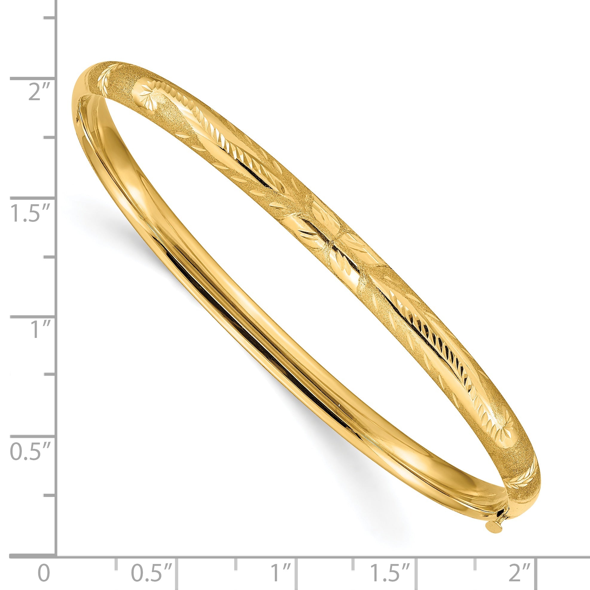 10K Yellow Gold 3/16 Florentine Engraved Hinged Bangle Bracelet