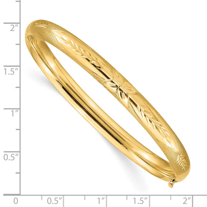 10K Yellow Gold 4/16 Florentine Engraved Hinged Bangle Bracelet