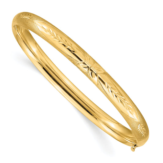 10K Yellow Gold 4/16 Florentine Engraved Hinged Bangle Bracelet