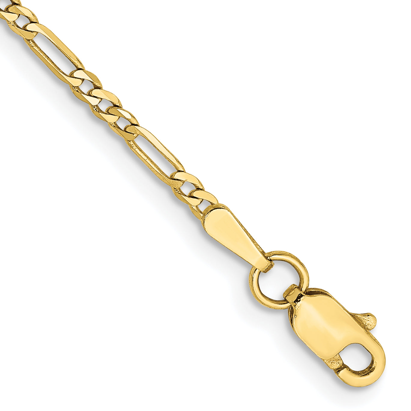 8 Inch 10K 1.75mm Flat Figaro Chain Bracelet