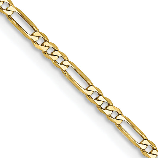 24 Inch 10K 1.75mm Flat Figaro Chain Necklace