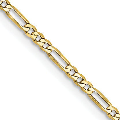 18 Inch 10K 1.75mm Flat Figaro Chain Necklace