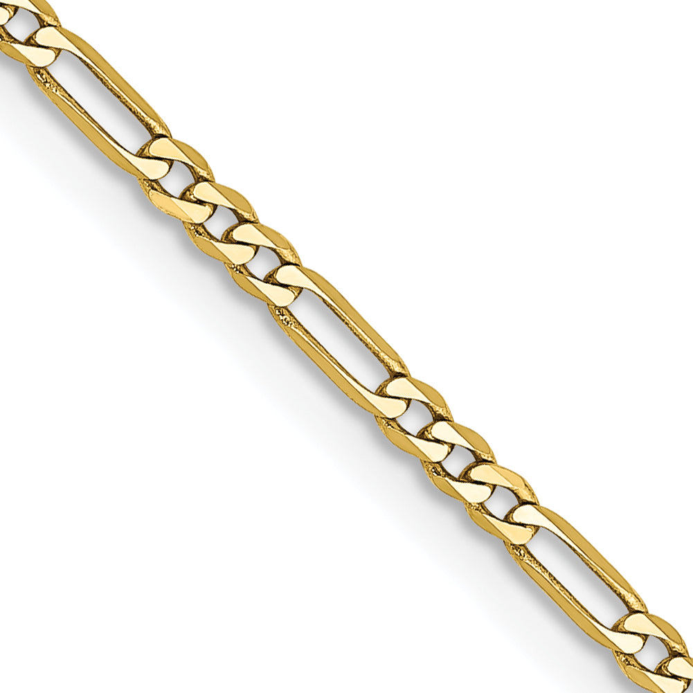 22 Inch 10K 1.75mm Flat Figaro Chain Necklace