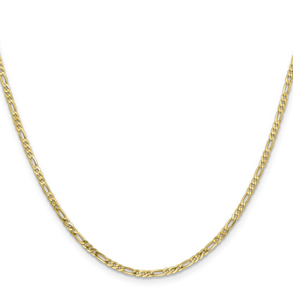 18 Inch 10K 2.2mm Flat Figaro Chain Necklace