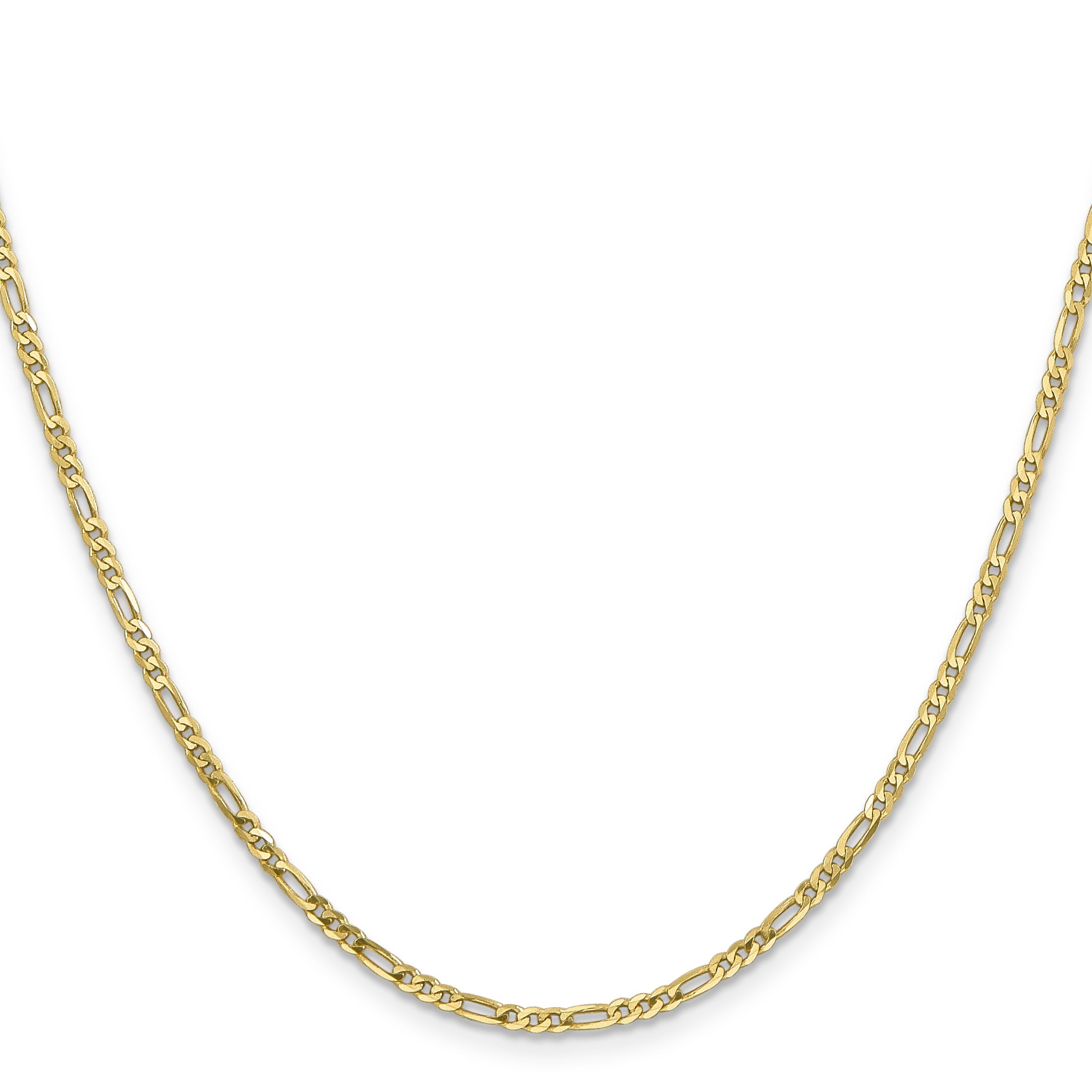 30 Inch 10K 2.2mm Flat Figaro Chain Necklace