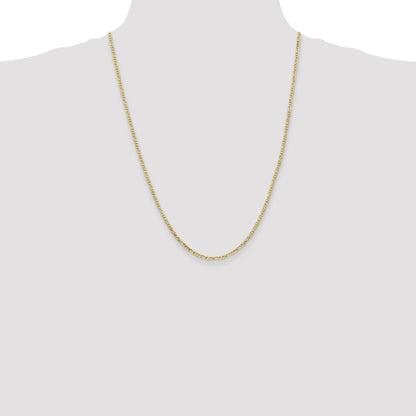 24 Inch 10K 2.2mm Flat Figaro Chain Necklace