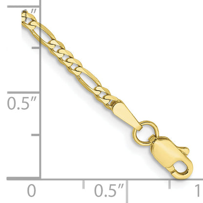 7 Inch 10K 2.2mm Flat Figaro Chain Bracelet