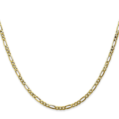 24 Inch 10K 2.75mm Flat Figaro Chain Necklace