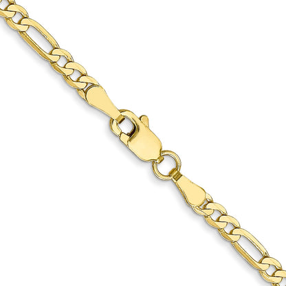 20 Inch 10K 2.75mm Flat Figaro Chain Necklace