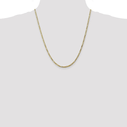 22 Inch 10K 2.75mm Flat Figaro Chain Necklace