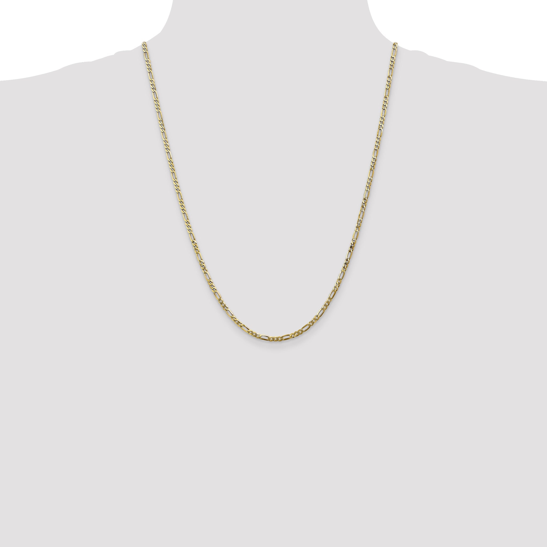 24 Inch 10K 2.75mm Flat Figaro Chain Necklace