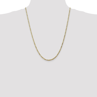 24 Inch 10K 2.75mm Flat Figaro Chain Necklace