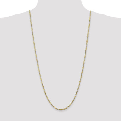 30 Inch 10K 2.75mm Flat Figaro Chain Necklace