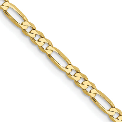30 Inch 10K 2.75mm Flat Figaro Chain Necklace