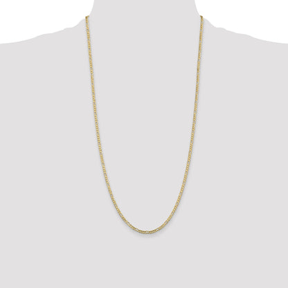 28 Inch 10K Yellow Gold 10K 3mm Flat Figaro Chain Necklace