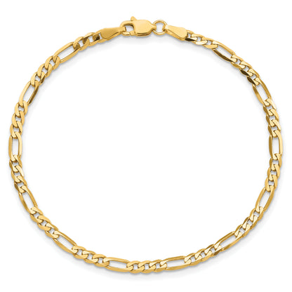 7 Inch 10K 3mm Flat Figaro Chain Bracelet