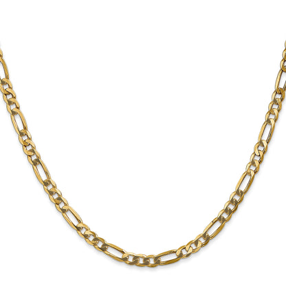 3 Inch 10K Yellow Gold 10K 4mm Flat Figaro Chain Necklace