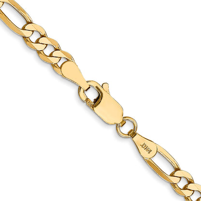 3 Inch 10K Yellow Gold 10K 4mm Flat Figaro Chain Necklace