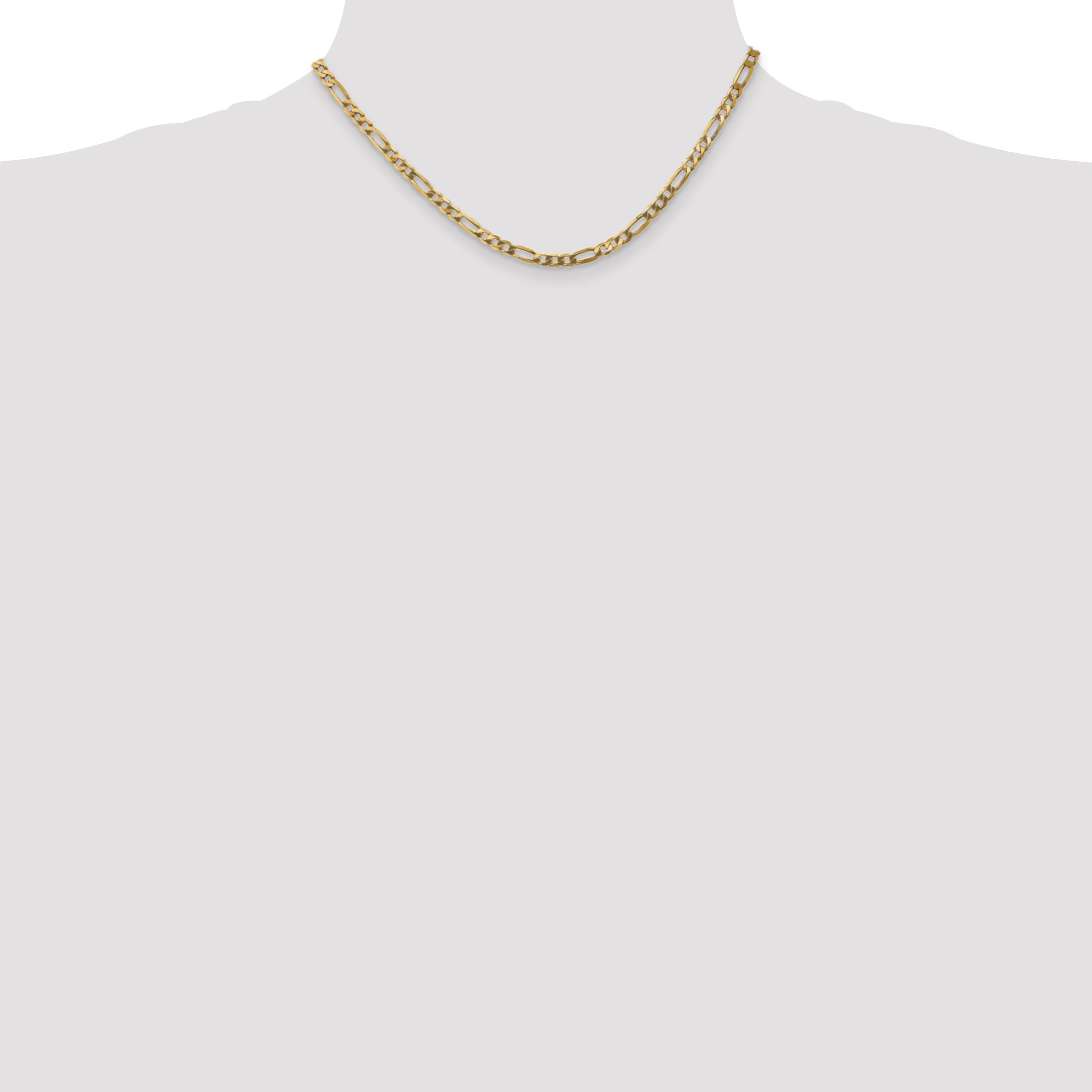 16 Inch 10K Yellow Gold 10K 4mm Flat Figaro Chain Necklace