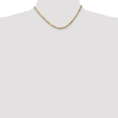 16 Inch 10K Yellow Gold 10K 4mm Flat Figaro Chain Necklace