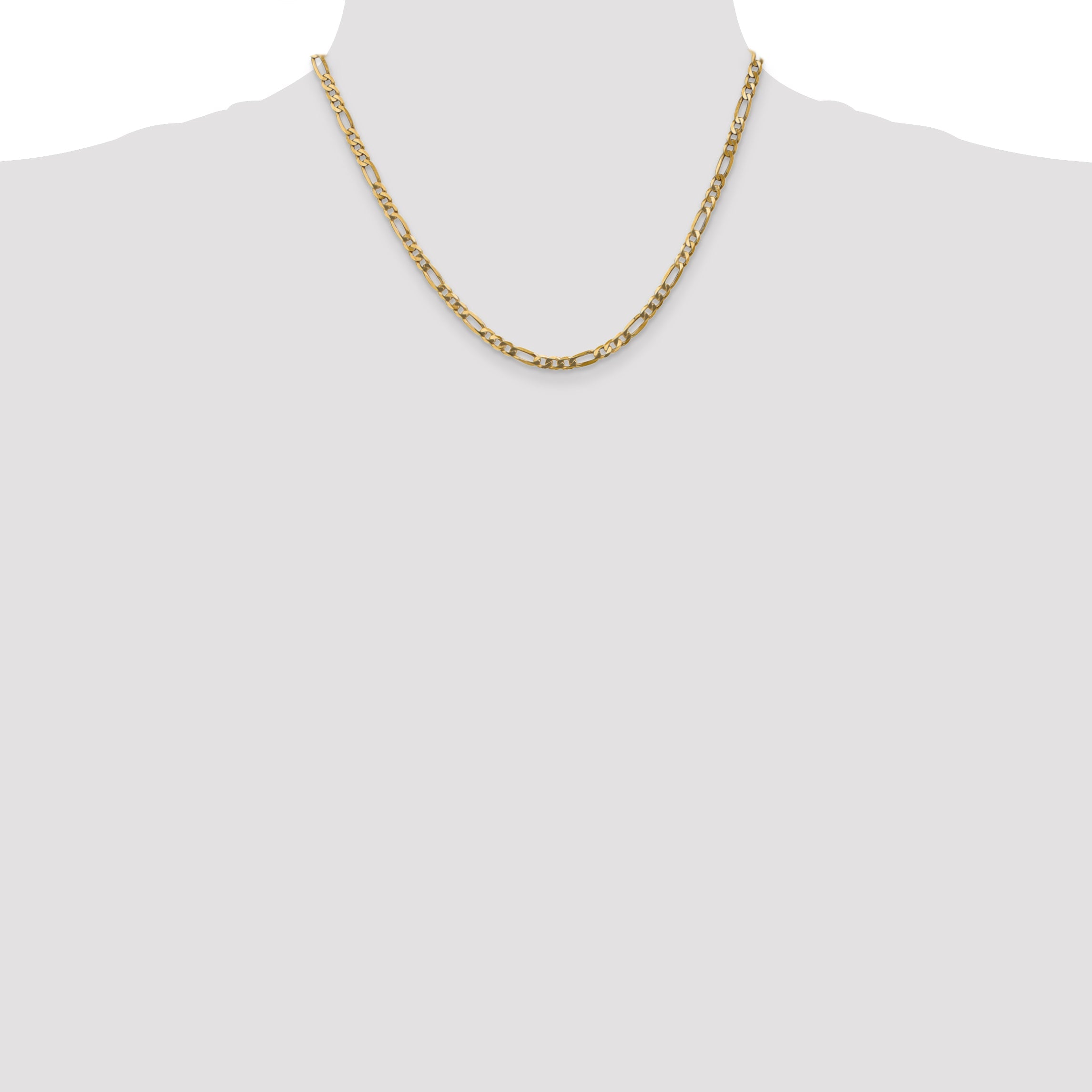 18 Inch 10K Yellow Gold 10K 4mm Flat Figaro Chain Necklace
