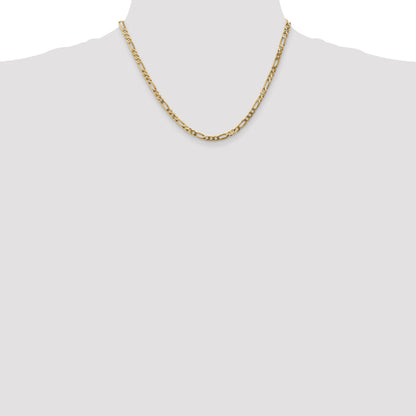 2 Inch 10K Yellow Gold 10K 4mm Flat Figaro Chain Necklace