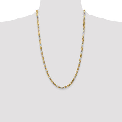 26 Inch 10K Yellow Gold 10K 4mm Flat Figaro Chain Necklace
