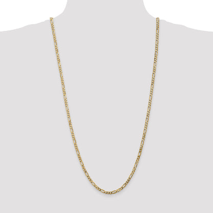 3 Inch 10K Yellow Gold 10K 4mm Flat Figaro Chain Necklace
