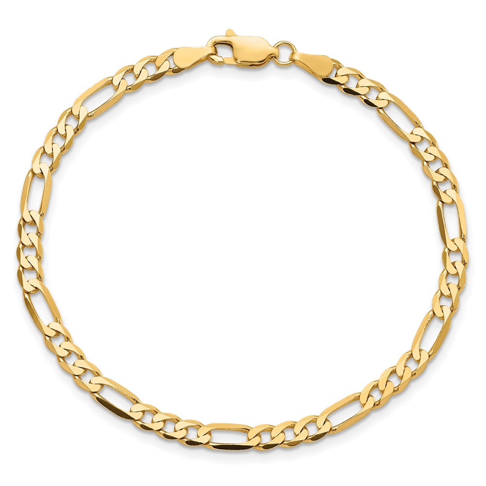 9 Inch 10K Yellow Gold 10K 4mm Flat Figaro Chain Bracelet