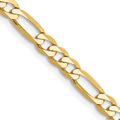 3 Inch 10K Yellow Gold 10K 4mm Flat Figaro Chain Necklace