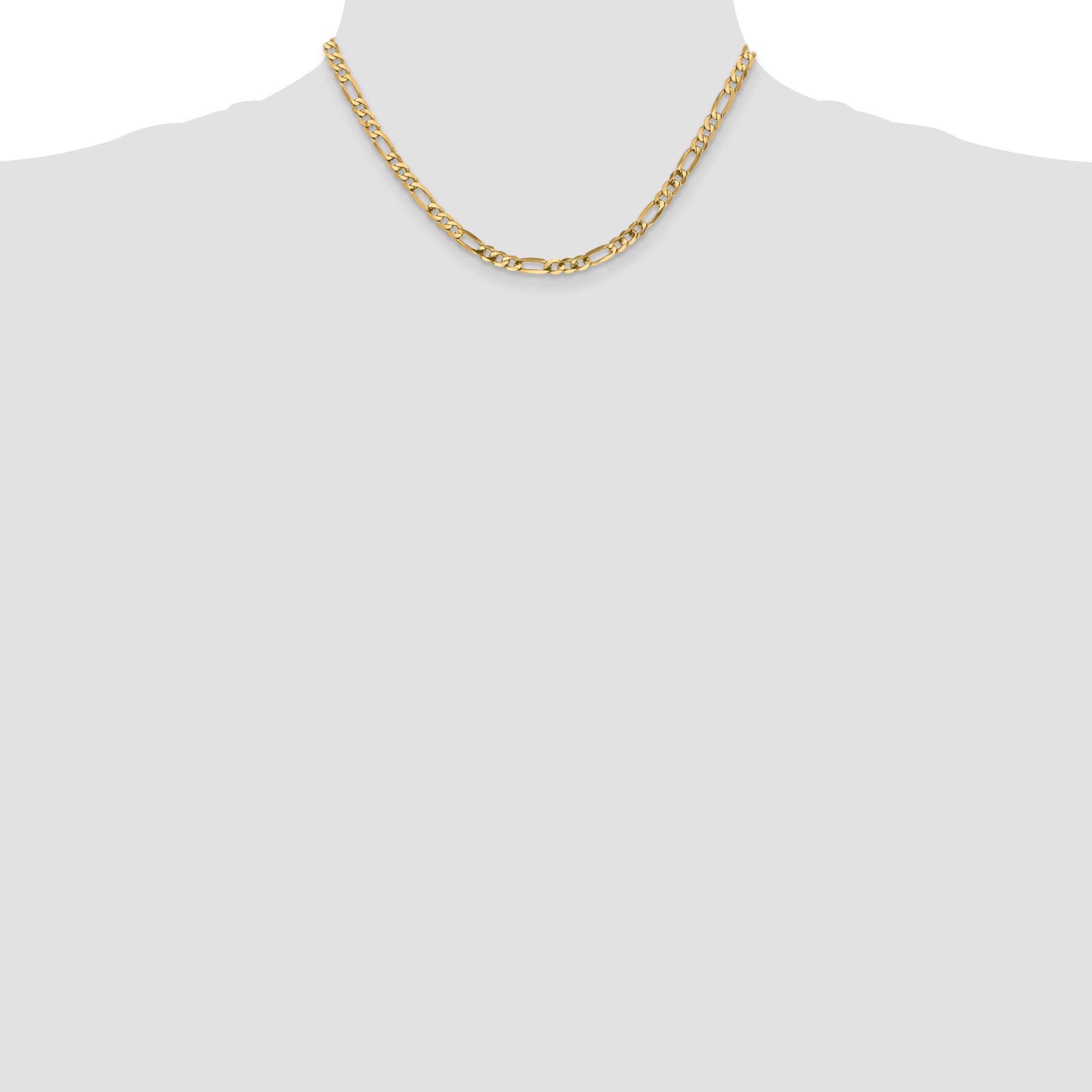 16 Inch 10K Yellow Gold 10K 4.75mm Flat Figaro Chain Necklace
