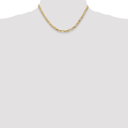 16 Inch 10K Yellow Gold 10K 4.75mm Flat Figaro Chain Necklace
