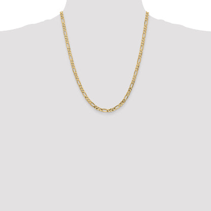 22 Inch 10K Yellow Gold 10K 4.75mm Flat Figaro Chain Necklace