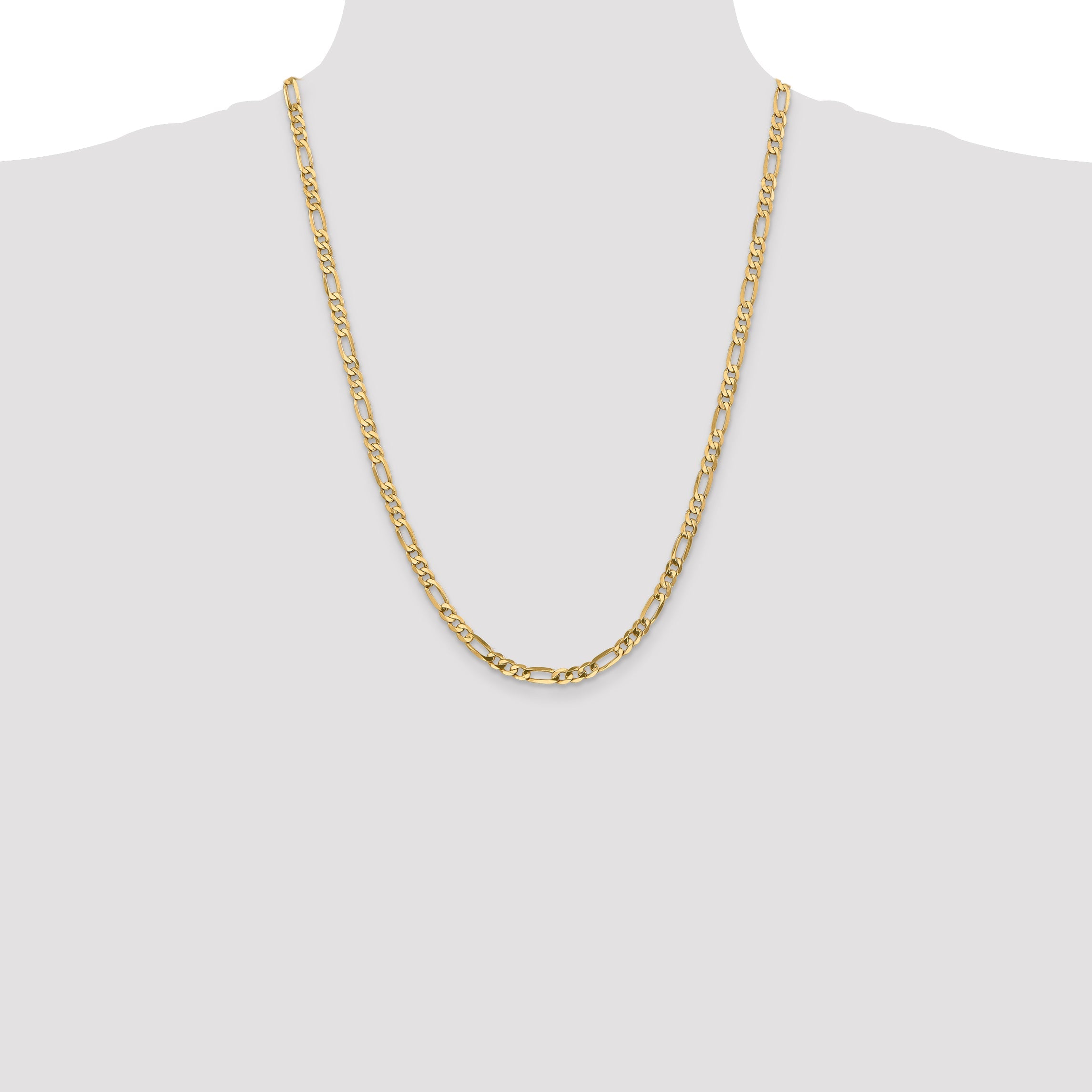 24 Inch 10K Yellow Gold 10K 4.75mm Flat Figaro Chain Necklace
