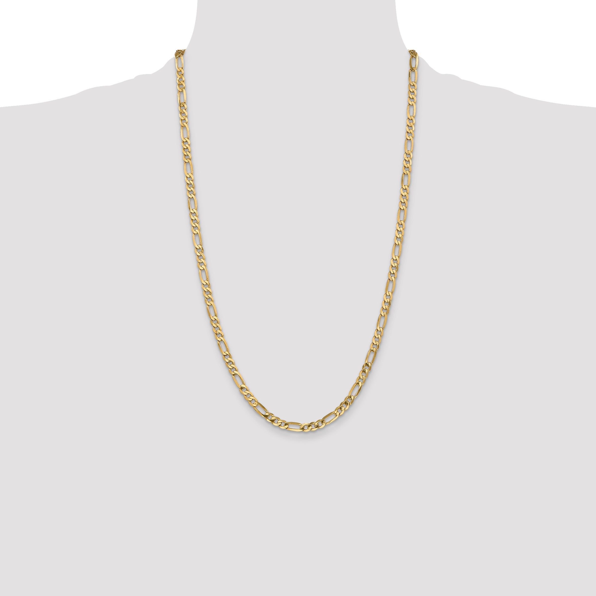 26 Inch 10K Yellow Gold 10K 4.75mm Flat Figaro Chain Necklace