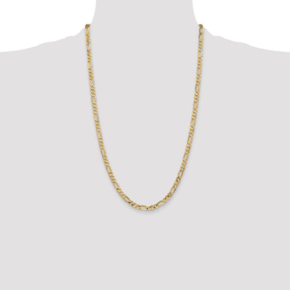 26 Inch 10K Yellow Gold 10K 4.75mm Flat Figaro Chain Necklace