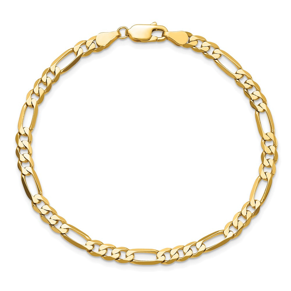 7 Inch 10K Yellow Gold 10K 4.75mm Flat Figaro Chain Bracelet