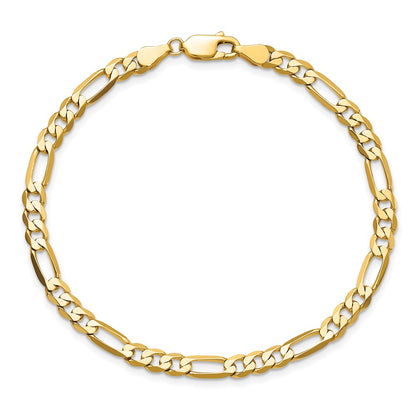 7 Inch 10K Yellow Gold 10K 4.75mm Flat Figaro Chain Bracelet