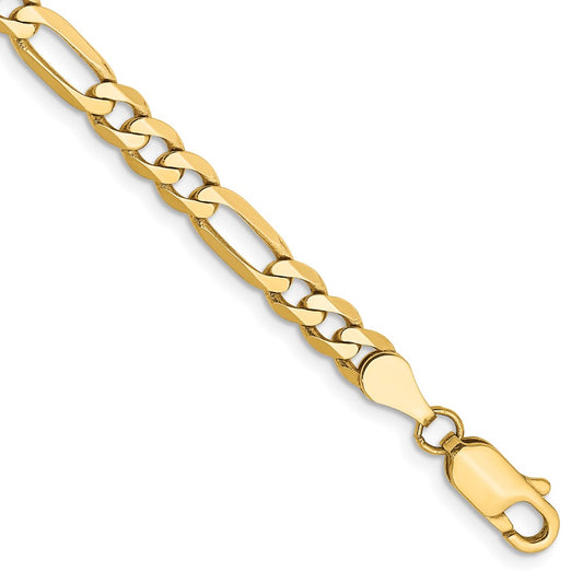 7 Inch 10K Yellow Gold 10K 4.75mm Flat Figaro Chain Bracelet