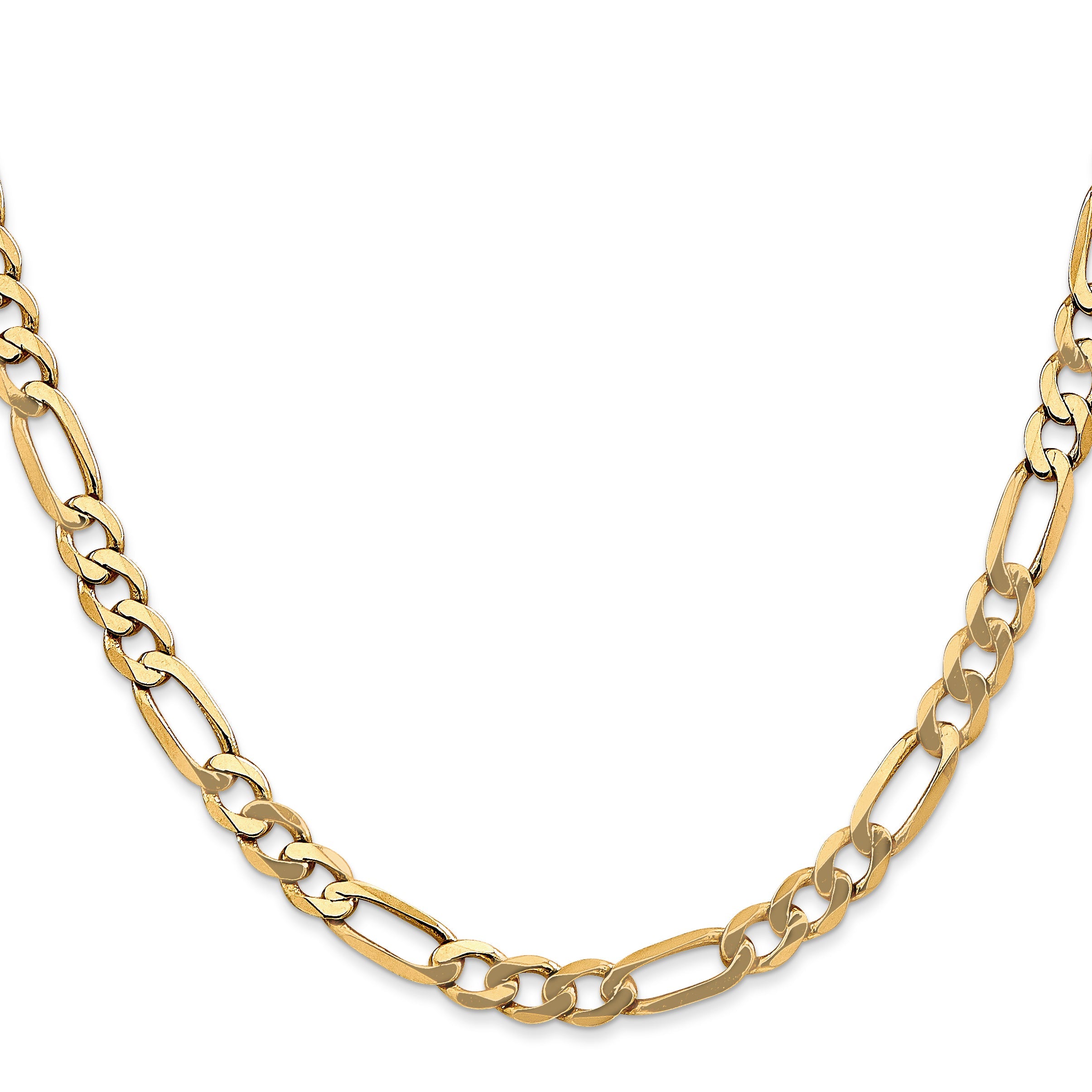 3 Inch 10K Yellow Gold 10K 5.25mm Flat Figaro Chain Necklace
