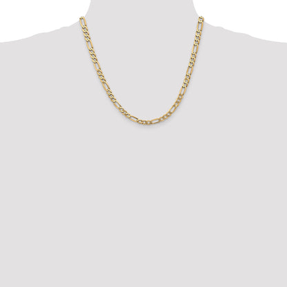 2 Inch 10K Yellow Gold 10K 5.25mm Flat Figaro Chain Necklace
