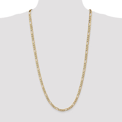 3 Inch 10K Yellow Gold 10K 5.25mm Flat Figaro Chain Necklace