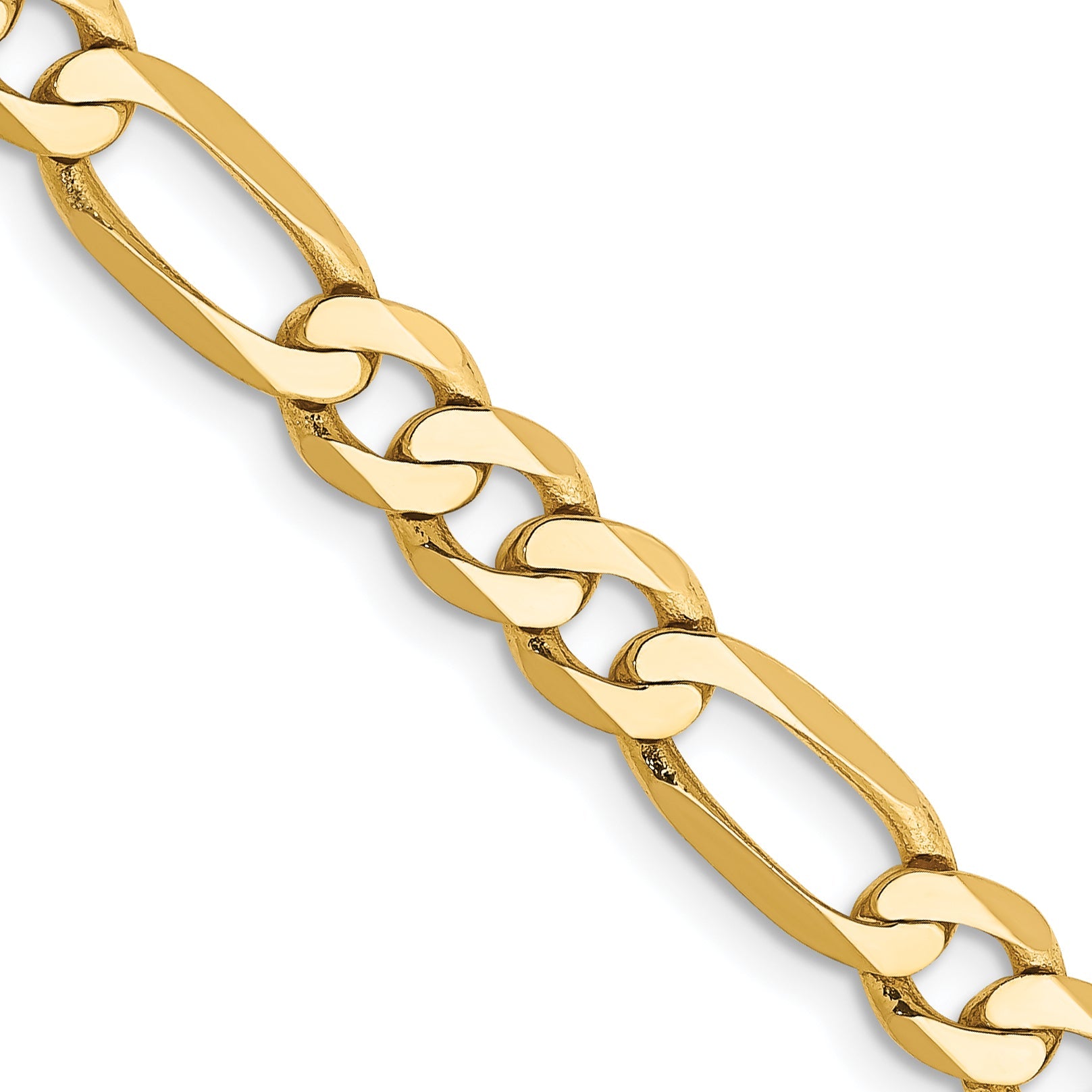 3 Inch 10K Yellow Gold 10K 5.25mm Flat Figaro Chain Necklace