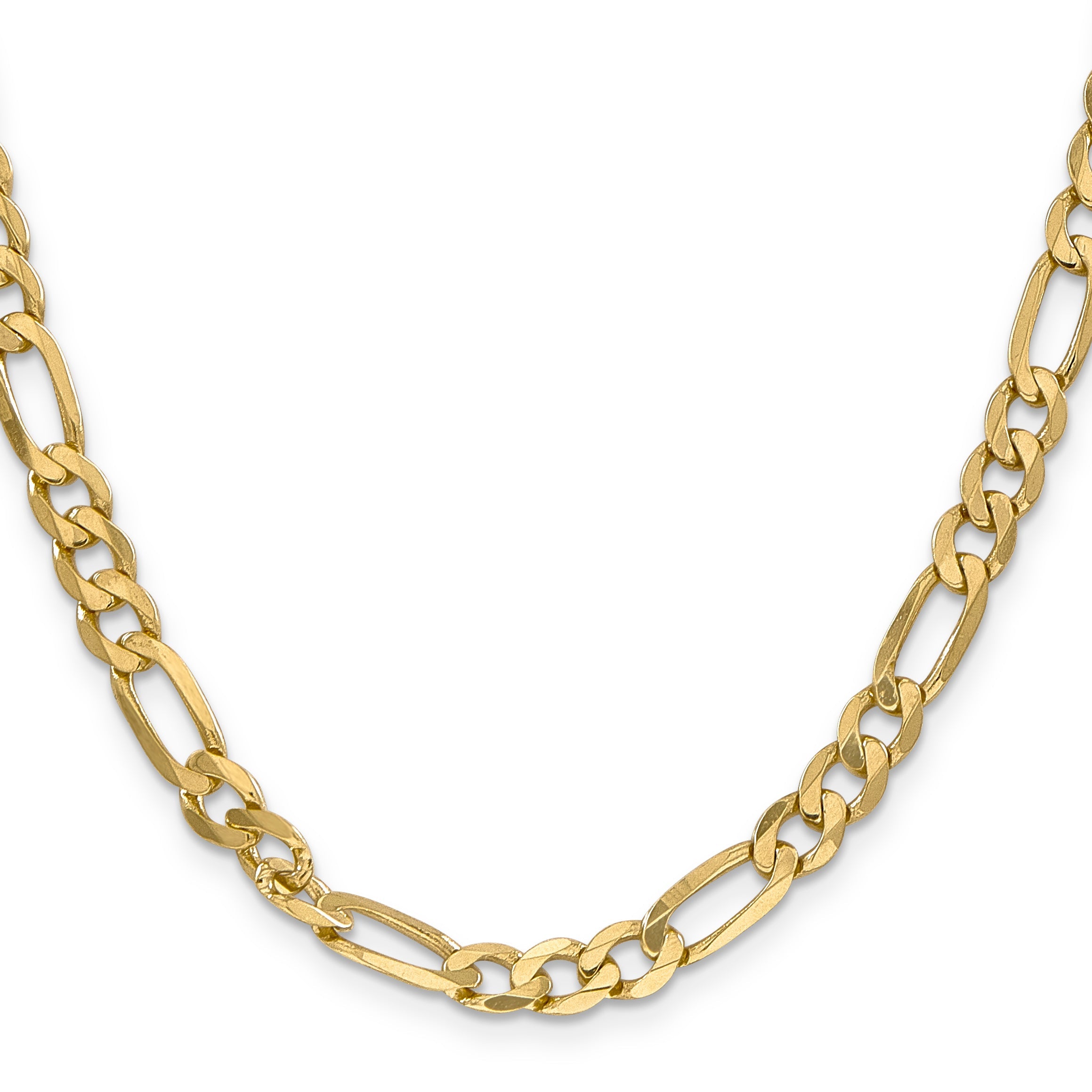 3 Inch 10K Yellow Gold 10K 6.25mm Flat Figaro Chain Necklace
