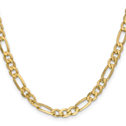 18 Inch 10K Yellow Gold 10K 6.25mm Flat Figaro Chain Necklace