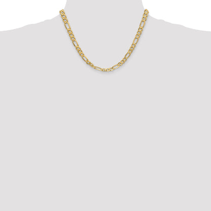 18 Inch 10K Yellow Gold 10K 6.25mm Flat Figaro Chain Necklace