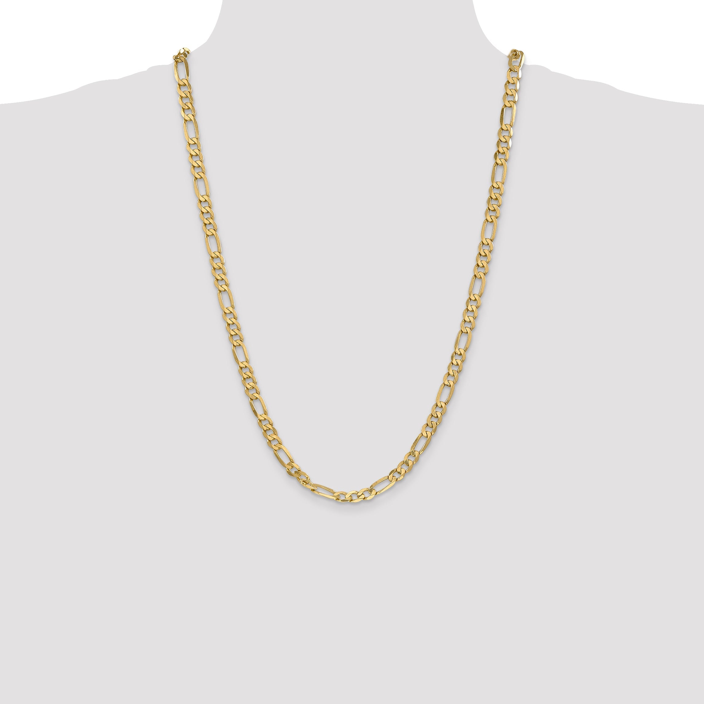 26 Inch 10K Yellow Gold 10K 6.25mm Flat Figaro Chain Necklace