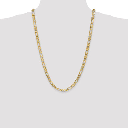 26 Inch 10K Yellow Gold 10K 6.25mm Flat Figaro Chain Necklace